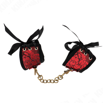 KINK - ALMOFADAS DE PULSO SCANDAL VERMELHO-PRETO DETALHES DE RENDA 24,5 CM X 6,5 CM - D-241086 - Dona Pimenta