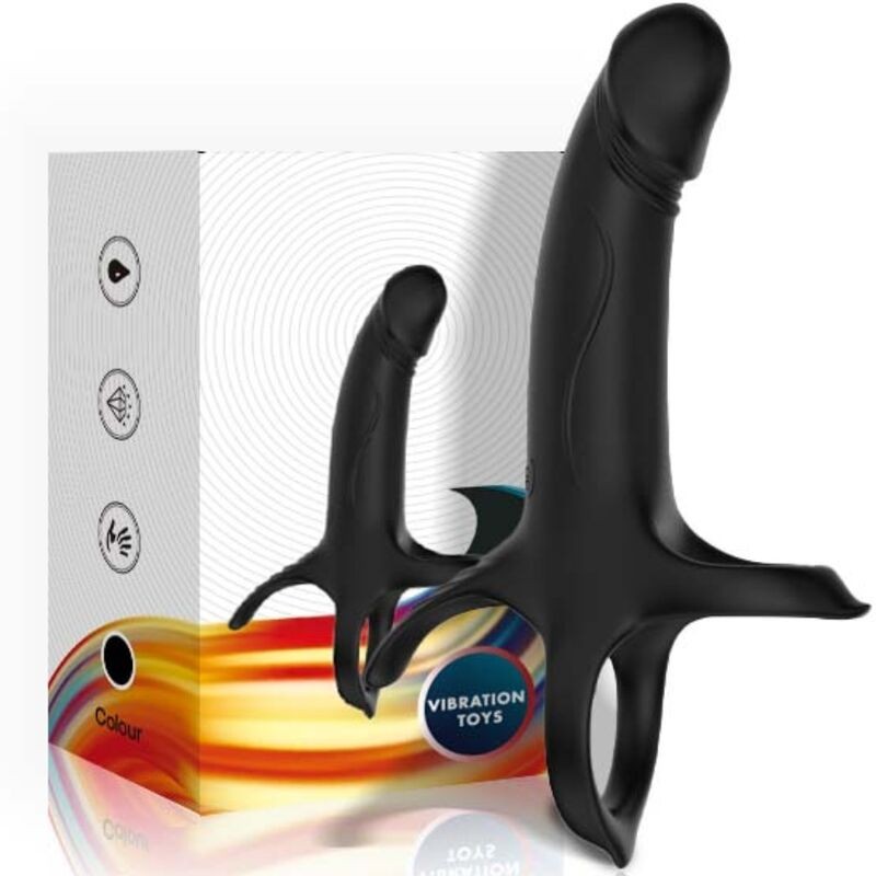 ARMONY - DILDO COM ANEL E VIBRADOR PRETO - D-241563 - Dona Pimenta