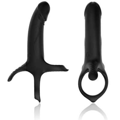 ARMONY - DILDO COM ANEL E VIBRADOR PRETO - D-241563 - Dona Pimenta