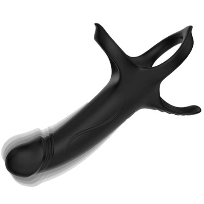 ARMONY - DILDO COM ANEL E VIBRADOR PRETO - D-241563 - Dona Pimenta