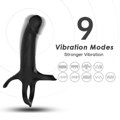 ARMONY - DILDO COM ANEL E VIBRADOR PRETO - D-241563 - Dona Pimenta