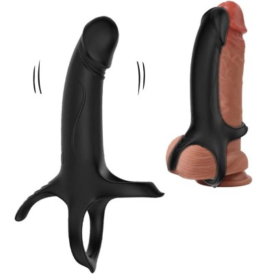 ARMONY - DILDO COM ANEL E VIBRADOR PRETO - D-241563 - Dona Pimenta