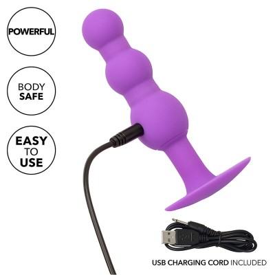 CALEXOTICS - FIRST TIME PLUG ANAL SONDA TRIPLA DE CONTAS 10 VIBRAÃÃES ROXO - D-241415 - Dona Pimenta