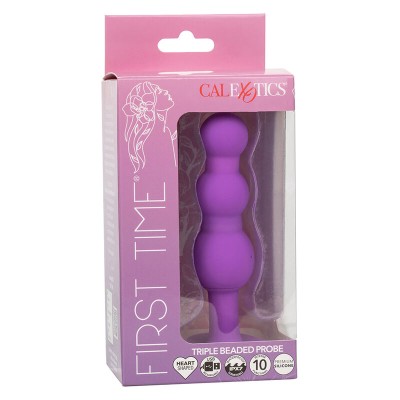 CALEXOTICS - FIRST TIME PLUG ANAL SONDA TRIPLA DE CONTAS 10 VIBRAÃÃES ROXO - D-241415 - Dona Pimenta