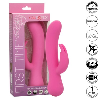 CALEXOTICS - FIRST TIME VIBRADOR COELHO RECARREGÃVEL ROSA - D-241412 - Dona Pimenta