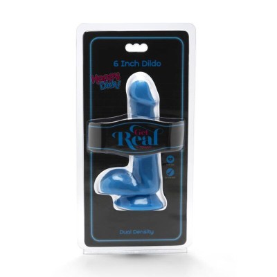 GET REAL - HAPPY DICKS DILDO 12 CM BOLAS AZUIS - D-234586 - Dona Pimenta