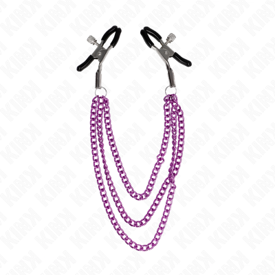 KINK - PINÇAS PARA BICOS COM 3 CORRENTES ROXO 20/23/28 CM - D-240957 - Dona Pimenta