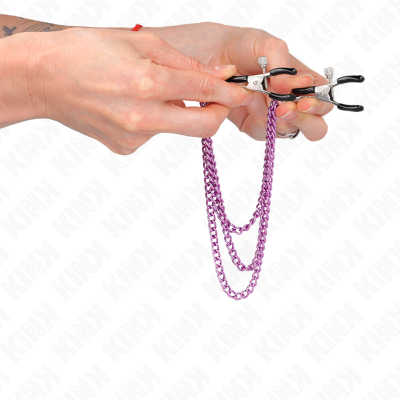 KINK - PINÇAS PARA BICOS COM 3 CORRENTES ROXO 20/23/28 CM - D-240957 - Dona Pimenta