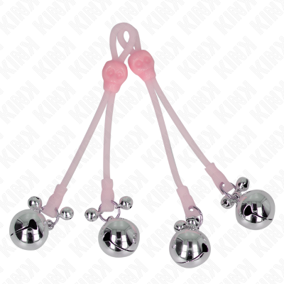 KINK - PINÇAS DE CRÃNIO LUMINOSAS COM ANEL SINOS AJUSTÁVEIS ROSA / PRATA - D-240984 - Dona Pimenta