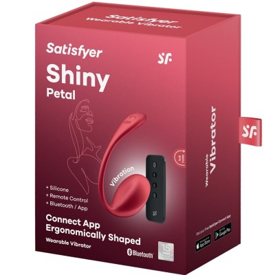 SATISFYER - SHINY PETAL ESTIMULADOR DE CONTROLE REMOTO G POINT VERMELHO APLICATIVO GRATUITO - D-240551 - Dona Pimenta