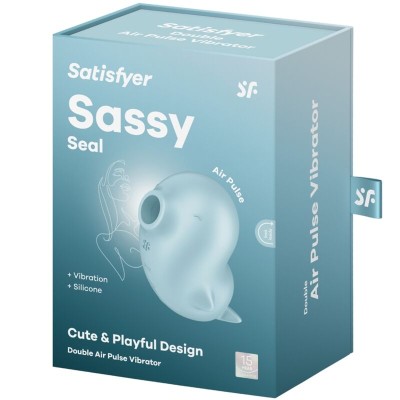 SATISFYER - SASSY SEAL ESTIMULADOR E VIBRADOR AZUL - D-241216 - Dona Pimenta