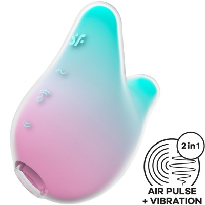 SATISFYER - MERMAID VIBES ESTIMULADOR E VIBRADOR MENTA E ROSA - D-241218 - Dona Pimenta