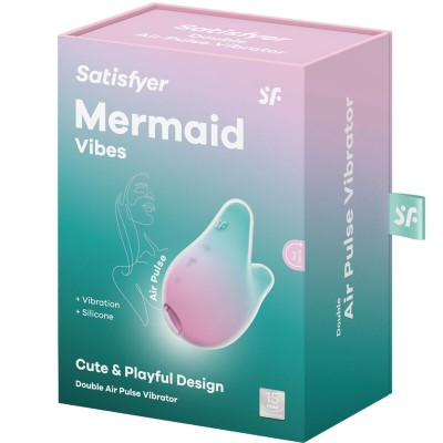 SATISFYER - MERMAID VIBES ESTIMULADOR E VIBRADOR MENTA E ROSA - D-241218 - Dona Pimenta