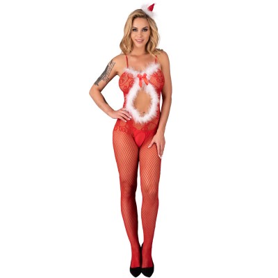 LIVCO CORSETTI FASHION - MAGALI LC 17178 BODYSTOCKING CROTCHLESS NATAL TAMANHO ÃNICO - D-241533 - Dona Pimenta