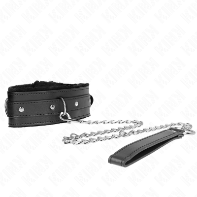 KINK - COLAR COM TRELA 65 CM COM RESTRIÇÕES PRETO 36-42 CM X 5,5 CM - D-240786 - Dona Pimenta