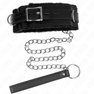 KINK - COLAR COM TRELA 65 CM COM RESTRIÇÕES PRETO 36-42 CM X 5,5 CM - D-240786 - Dona Pimenta