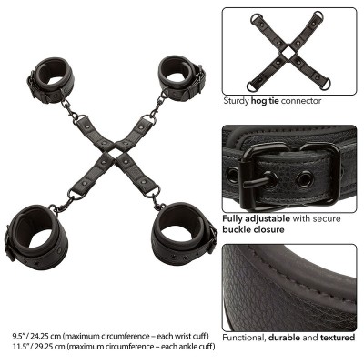 CALEXOTICS - NOCTURNAL CONECTOR HOG TIE CUERO AJUSTÁVEL PRETO - D-241425 - Dona Pimenta