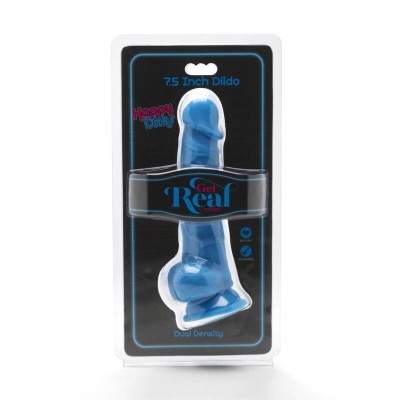 GET REAL - HAPPY DICKS 19 CM COM BOLAS AZUIS - D-234588 - Dona Pimenta