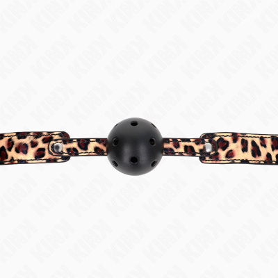 KINK - BOLA RESPIRÃVEL LEOPARDO 4,5 CM MORDAÇA 65 x 2,5 CM - D-240845 - Dona Pimenta