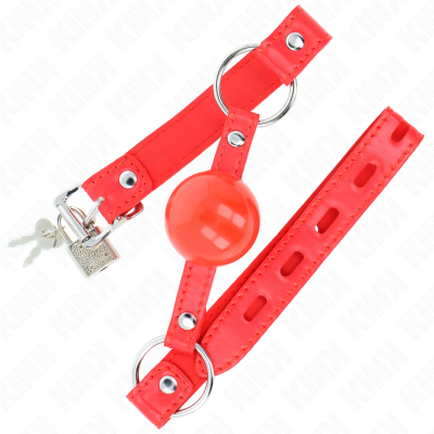 KINK - MORDAÇA BOLA TPE 4 CM COM FECHADURA ROJO 60 x 2 CM - D-240863 - Dona Pimenta