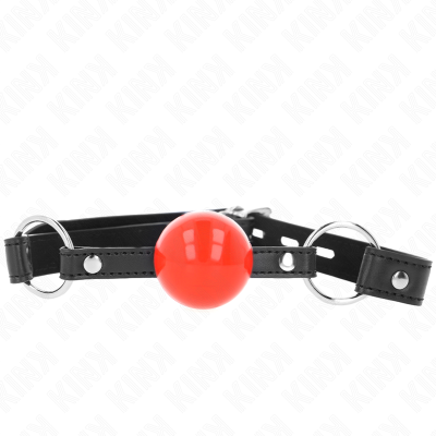 KINK - BOLA MORDAÇA 4 CM COM FECHADURA BOLA VERMELHA ALÇA PRETA 60 x 2 CM - D-240866 - Dona Pimenta