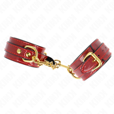 KINK - PUNHOS JOANNA ANGEL VERMELHO AJUSTÁVEL COM CORRENTE DE OURO 16,5-26 CM X 4 CM - D-241001 - Dona Pimenta