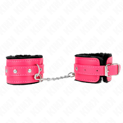 KINK - PULSO PREMIUM FORRO DE PELE PRETO COM CINTO RASPBERRY ROSE AJUSTÁVEL 17-29 CM X 6 CM - D-241022 - Dona Pimenta