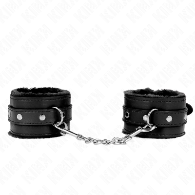 KINK - PULSO PREMIUM FORRO DE PELE PRETO COM CINTO PRETO AJUSTÁVEL 17-29 CM X 6 CM - D-241024 - Dona Pimenta