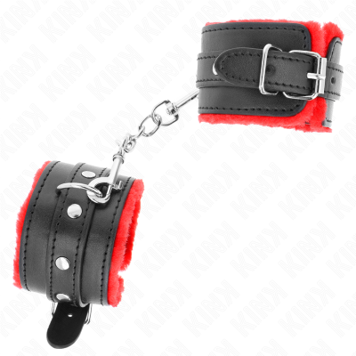 KINK - PULSO PREMIUM FORRO DE PELE VERMELHO COM CINTO PRETO AJUSTÁVEL 17-29 CM X 6 CM - D-241025 - Dona Pimenta