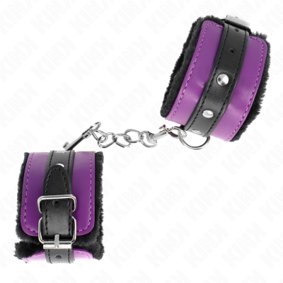 KINK - PULSO PREMIUM FORRO DE PELE PRETO COM CINTO ROXO / PRETO AJUSTÁVEL 17-29 CM X 6 CM - D-241026 - Dona Pimenta