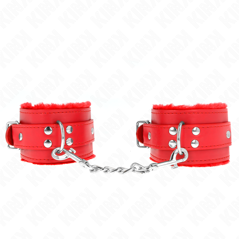 KINK - PULSO FORRO DE PELE VERMELHO COM CINTO VERMELHO AJUSTÁVEL 17-29 CM X 6 CM - D-241028 - Dona Pimenta