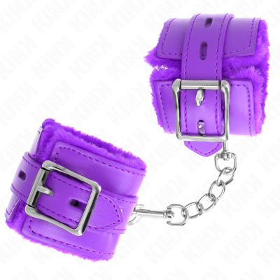 KINK - PULSO FORRO DE PELE COM FUROS QUADRADOS ROXO E CINTO ROXO AJUSTÁVEL 17-29 CM X 6 CM - D-241031 - Dona Pimenta