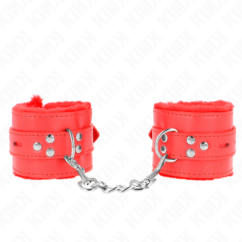 KINK - PULSO FORRO DE PELE COM FUROS QUADRADOS VERMELHO E CINTO VERMELHO AJUSTÁVEL 17-29 CM X 6 CM - D-241032 - Dona Pimenta