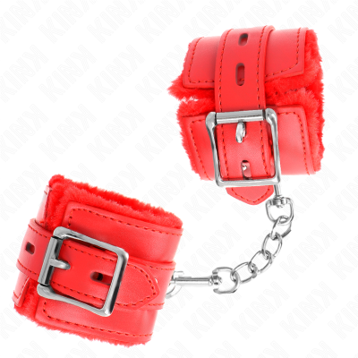 KINK - PULSO FORRO DE PELE COM FUROS QUADRADOS VERMELHO E CINTO VERMELHO AJUSTÁVEL 17-29 CM X 6 CM - D-241032 - Dona Pimenta