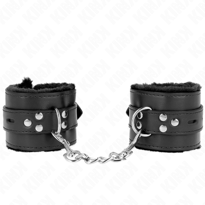 KINK - PULSO FORRO DE PELE COM FUROS QUADRADOS PRETO E CINTO PRETO AJUSTÁVEL 17-29 CM X 6 CM - D-241033 - Dona Pimenta