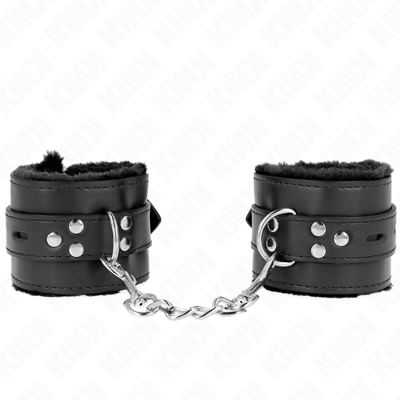 KINK - PULSO FORRO DE PELE COM FUROS QUADRADOS PRETO E CINTO PRETO AJUSTÁVEL 17-29 CM X 6 CM - D-241033 - Dona Pimenta