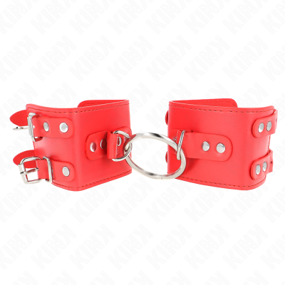 KINK - PULSO FIXO COM ANEL E PREGOS AJUSTÁVEIS VERMELHO 17-22 CM X 6,5 CM - D-241042 - Dona Pimenta