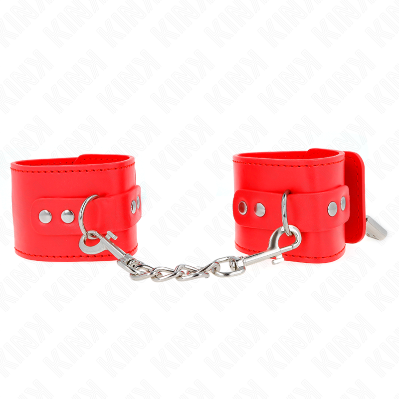 KINK - PUNHOS COM FECHO DE CADEADO VERMELHO AJUSTÁVEL 16-23 CM X 5,5 CM - D-241047 - Dona Pimenta