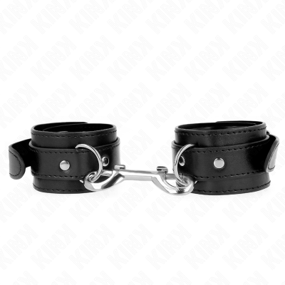 KINK - RETENÇÕES DE PULSO - LINHA DE REBITES ÃNICOS PRETO AJUSTÁVEL 17-28 CM X 5 CM - D-241050 - Dona Pimenta