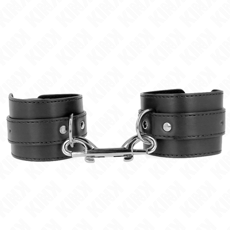 KINK - RETENÇÕES DE PULSO - LINHA DE REBITE ÃNICA E FIVELA GRANDE PRETA AJUSTÁVEL 17-28 CM X 5 CM - D-241051 - Dona Pimenta