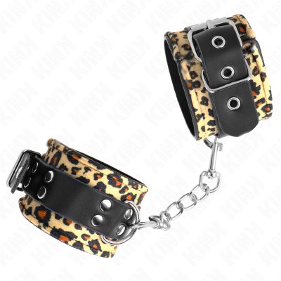 KINK - RETENÃÃO DE PULSO DE COURO REAL LEOPARDO AJUSTÁVEL 18-29 CM X 5,5 CM - D-241057 - Dona Pimenta