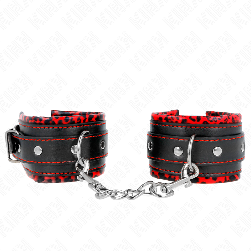 KINK - PULSO FORRO DE PELE VERMELHO / PRETO AJUSTÁVEL 17-29 CM X 6 CM - D-241061 - Dona Pimenta