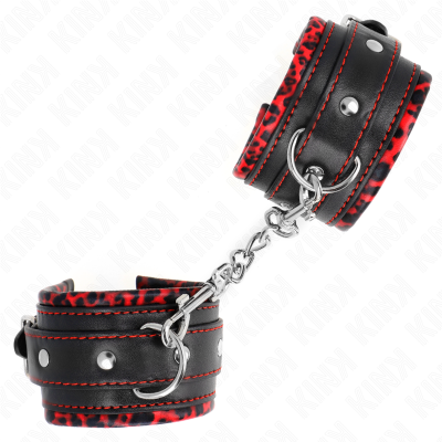 KINK - PULSO FORRO DE PELE VERMELHO / PRETO AJUSTÁVEL 17-29 CM X 6 CM - D-241061 - Dona Pimenta