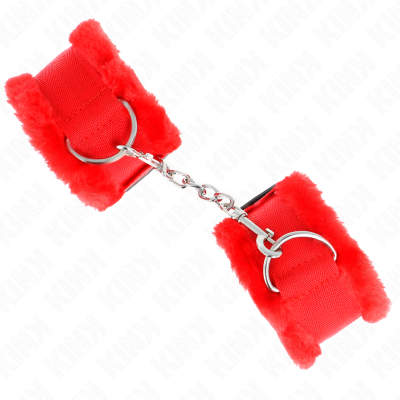 KINK - PULSO FORRO PELUDO VERMELHO AJUSTÁVEL 17-31 CM X 7 CM - D-241096 - Dona Pimenta