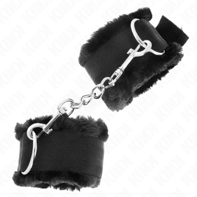 KINK - PULSO FORRO PELUDO PRETO AJUSTÁVEL 17-31 CM X 7 CM - D-241097 - Dona Pimenta