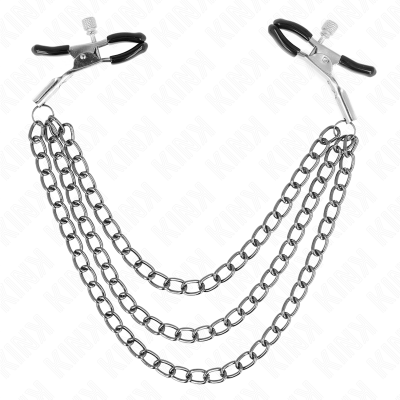 KINK - PINÇAS PARA BICOS COM 3 CORRENTES PRETAS 20/23/28 CM - D-240956 - Dona Pimenta