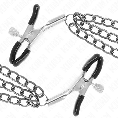 KINK - PINÇAS PARA BICOS COM 3 CORRENTES PRETAS 20/23/28 CM - D-240956 - Dona Pimenta