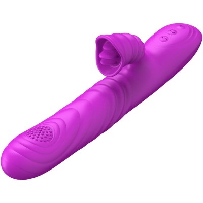 ARMONY - VIBRADOR MULTIFUNO ANGELIA COM LÃNGUA ESTIMULANTE EFEITO CALOR VIOLETA - D-238182 - Dona Pimenta