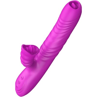 ARMONY - ANGELIA VIBRADOR MULTIFUNO LÃNGUA DUPLA EFEITO DE CALOR VIOLETA - D-238183 - Dona Pimenta