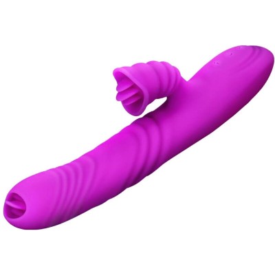 ARMONY - ANGELIA VIBRADOR MULTIFUNO LÃNGUA DUPLA EFEITO DE CALOR VIOLETA - D-238183 - Dona Pimenta